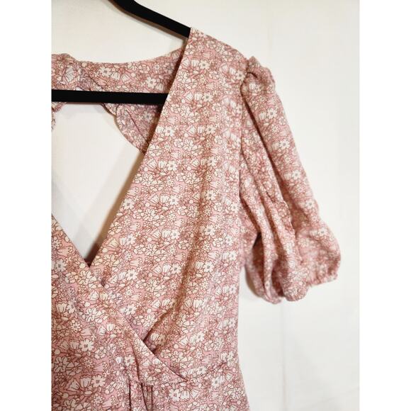 B. Darlin Y2K $70 Size 13 Pink White Ditzy Floral Fit & Flare Ruffle Hem Dress - Picture 3 of 11
